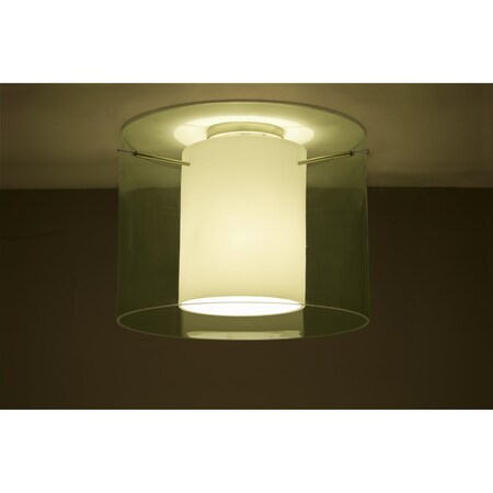 Pahu 16 Ceiling, Trans. Olive/Opal, Satin Nickel Finish, 1x150W Incandescent